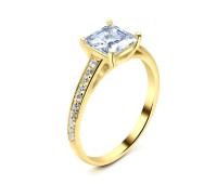 Gold Plated CZ Silver Ring NSR-2830-GP